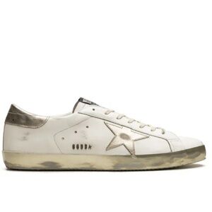GOLDEN GOOSE | White and Gold Superstar Classic Sneakers